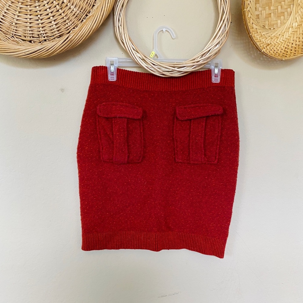 Anthropologie Moth Wool Stretch Skirt Red Size S